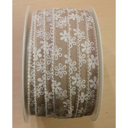 Dekoband Blumen beige