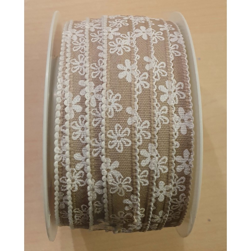 Dekoband Blumen beige