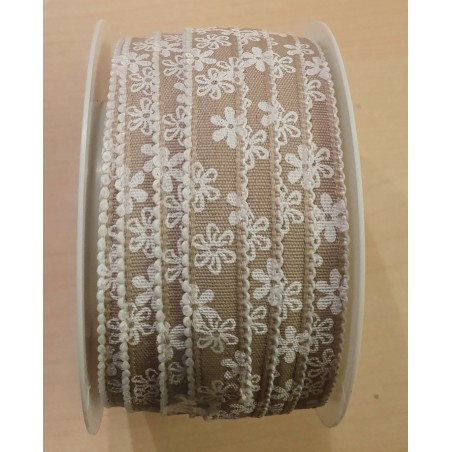 Dekoband Blumen beige