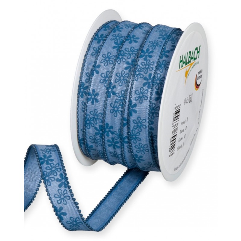 Dekoband Blumen blau