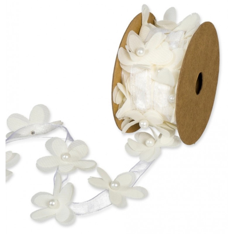Organza Blumenband creme