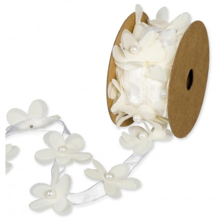 Organza Blumenband creme