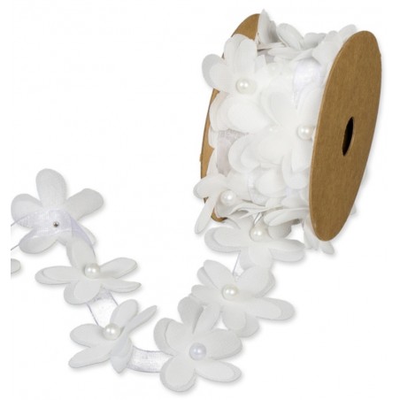Organza Blumenband weiss