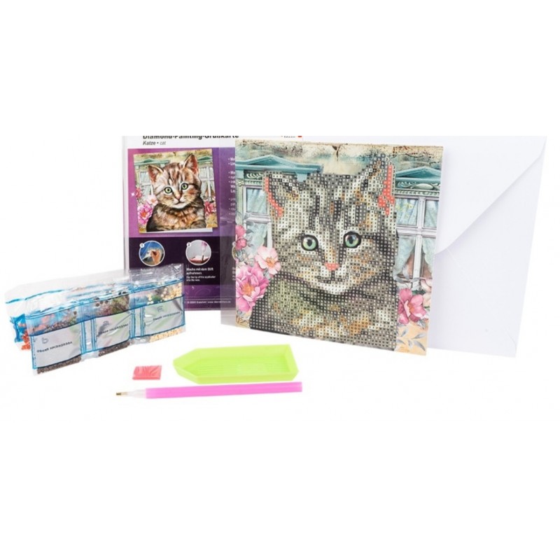 3D Diamant Pixel Karte Katze