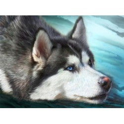 3D Diamant Pixel Bild Husky