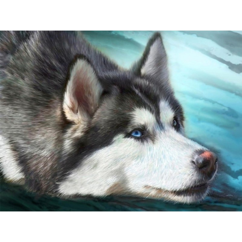 3D Diamant Pixel Bild Husky