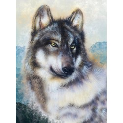 3D Diamant Pixel Bild Wolf