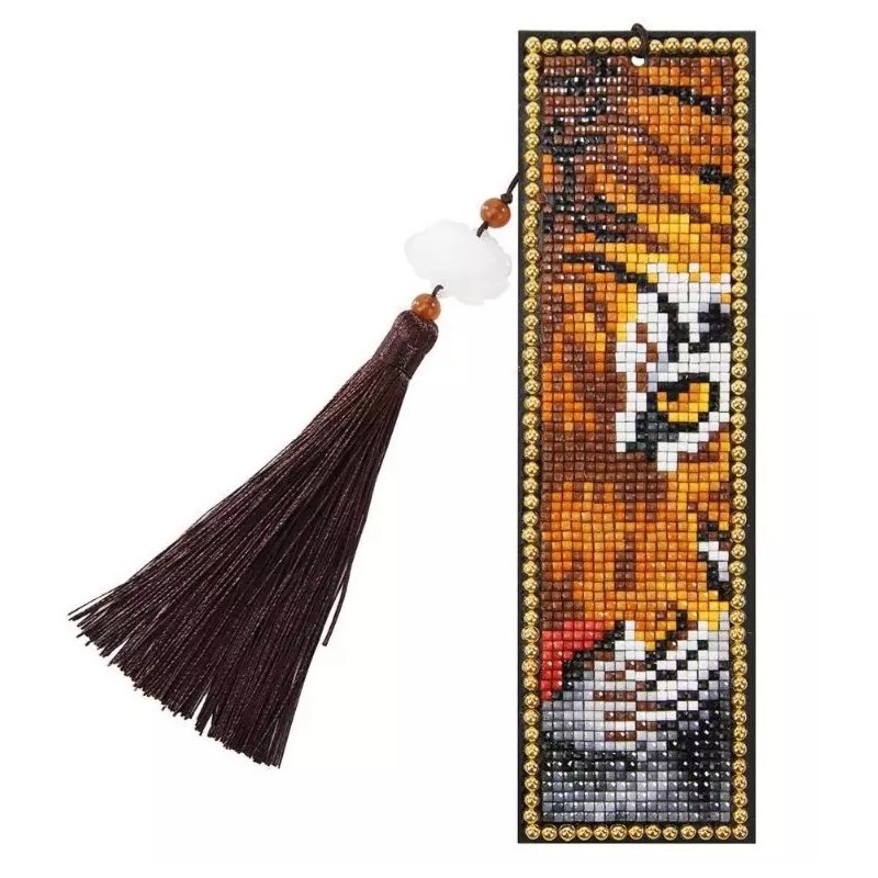 3D Diamant Pixel Lesezeichen Tiger