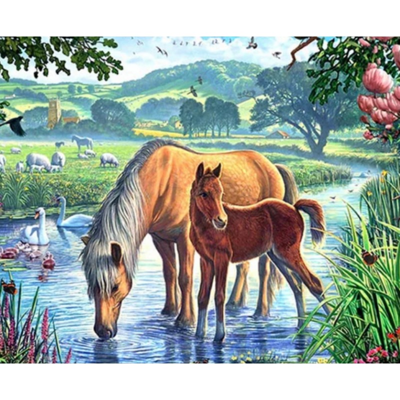 3D Diamant Pixel Bild Pferde
