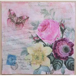 Serviette Blumen/Schmetterling