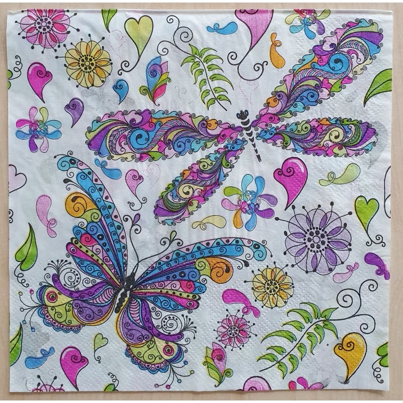 Serviette Schmetterlinge bunt