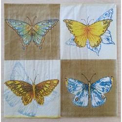 Serviette Schmetterlinge gelb/braun