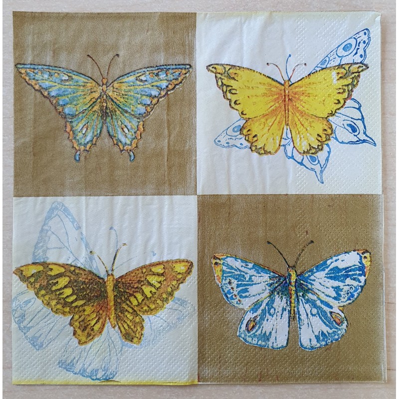 Serviette Schmetterlinge gelb/braun
