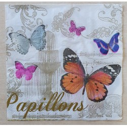Serviette Schmetterlinge orange/pink