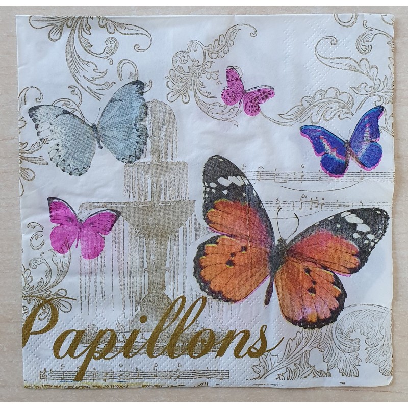 Serviette Schmetterlinge orange/pink