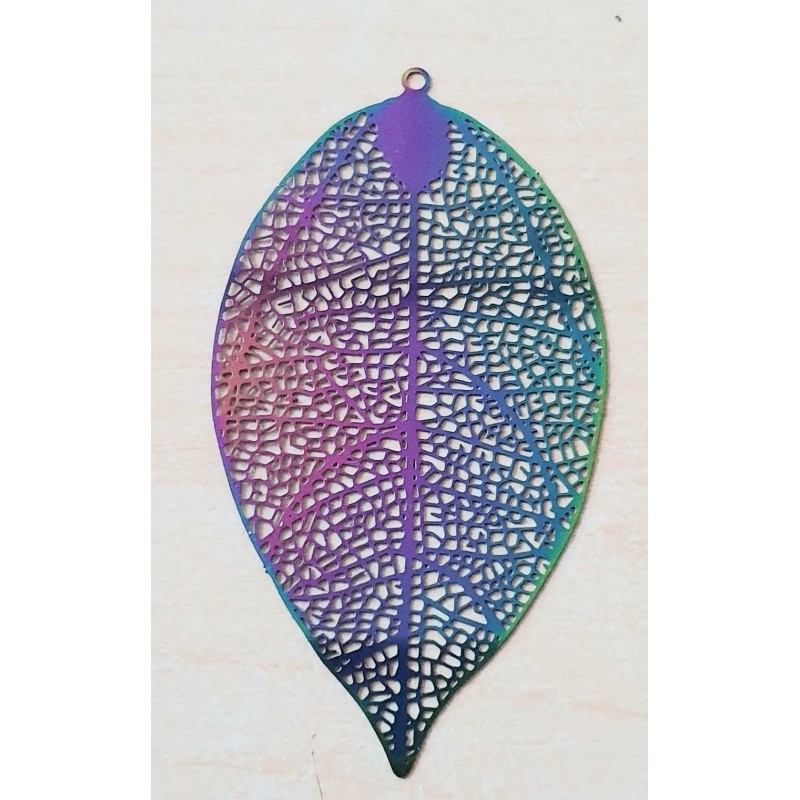 Metall Anhänger Blatt bunt