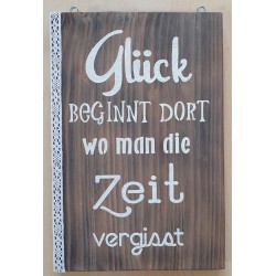 Schild Glück/Zeit