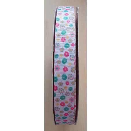 Ripsband Blumen weiss