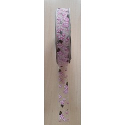 Organzaband Blumen weiss