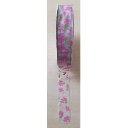 Organzaband Blätter rosa
