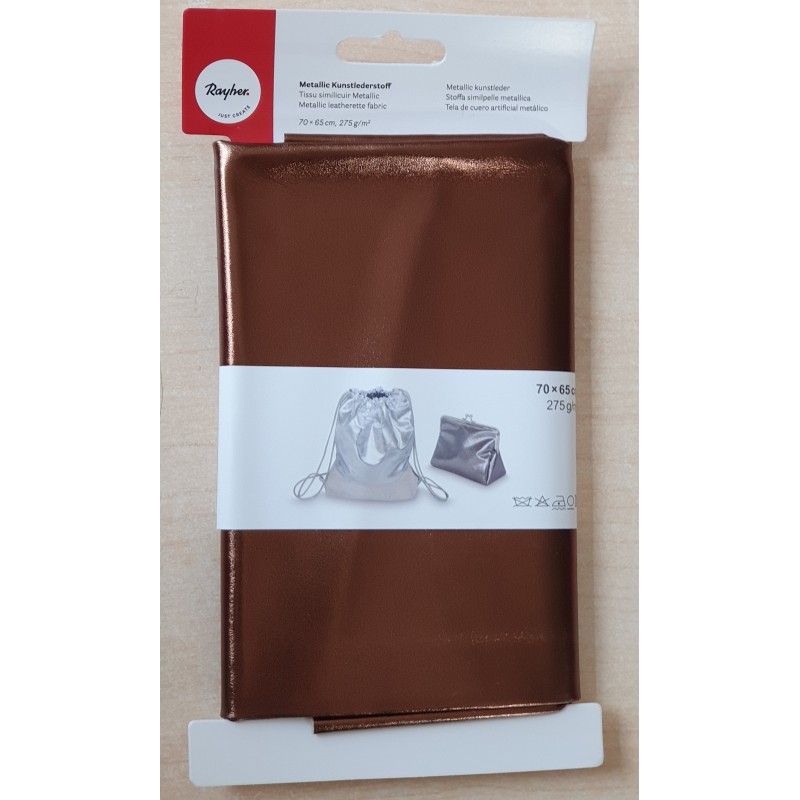 Metallic Kunstleder Stoff mocca