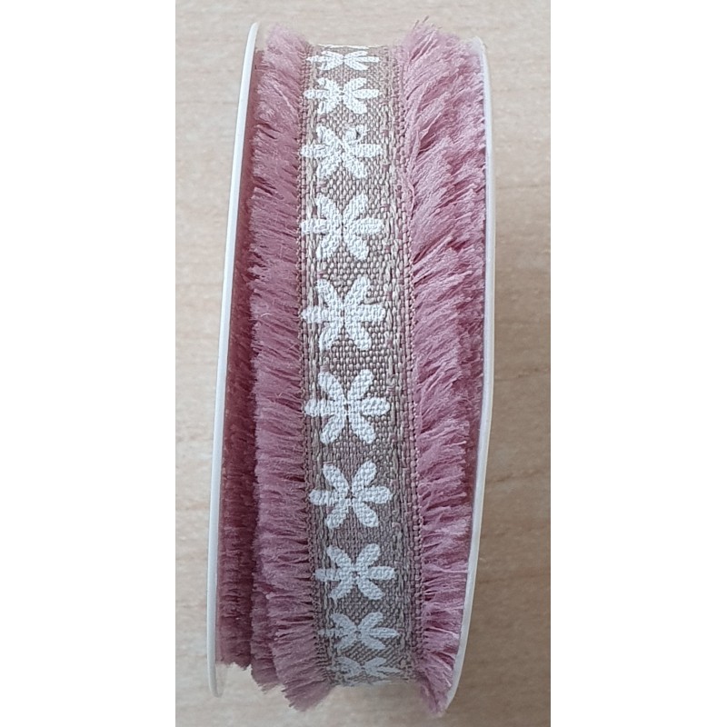 Dekoband Blumen altrosa