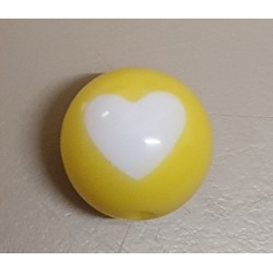 Kunststoff Perle mit Herz gelb