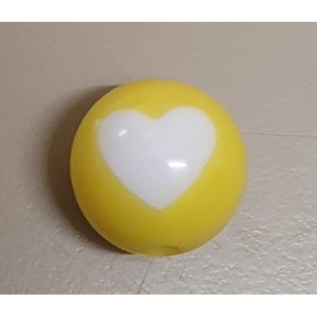 Kunststoff Perle mit Herz gelb
