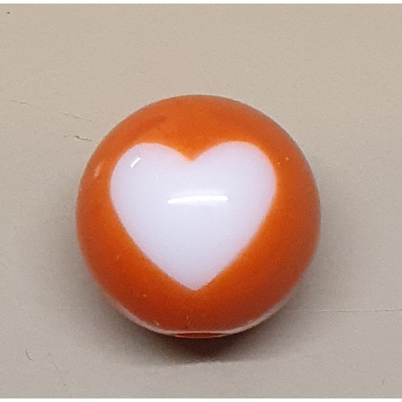 Kunststoff Perle mit Herz orange