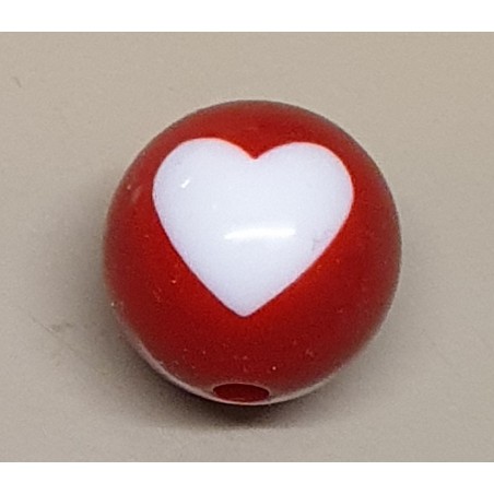 Kunststoff Perle mit Herz rot