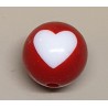 Kunststoff Perle mit Herz rot