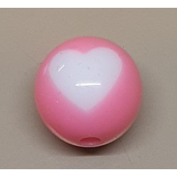 Kunststoff Perle mit Herz rosa