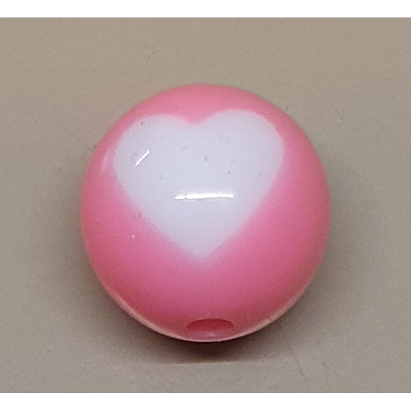 Kunststoff Perle mit Herz rosa