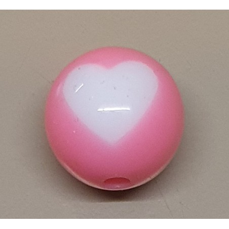 Kunststoff Perle mit Herz rosa