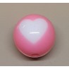 Kunststoff Perle mit Herz rosa