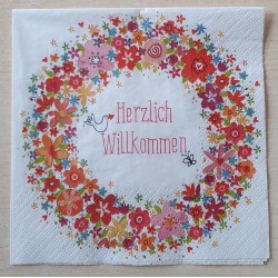 Serviette Herzlich Willkommen
