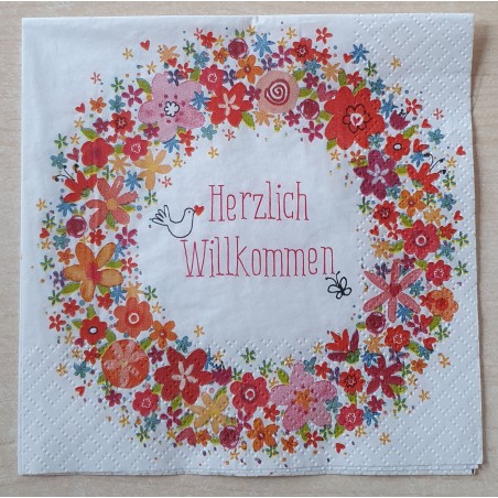 Serviette Herzlich Willkommen