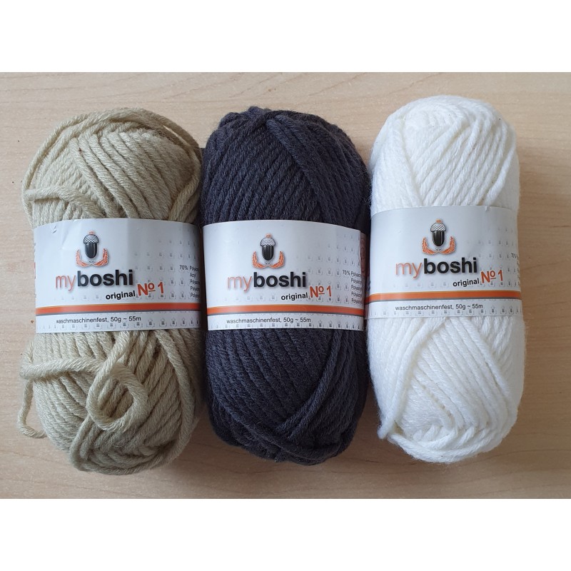 Wolle my boshi grau/weiss/beige