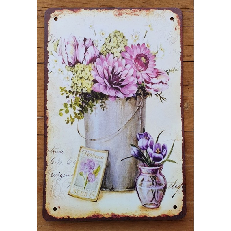 Metall Schild Blumen