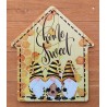 Holz Schild Wichtel gelb