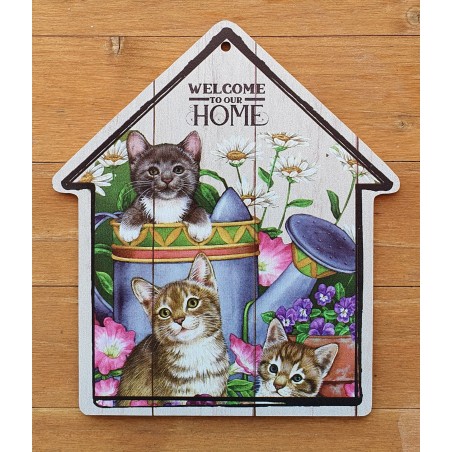 Holz Schild Katzen