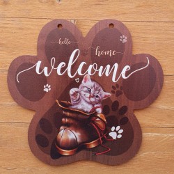 Holz Schild Katze braun