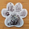 Holz Schild Katze grau