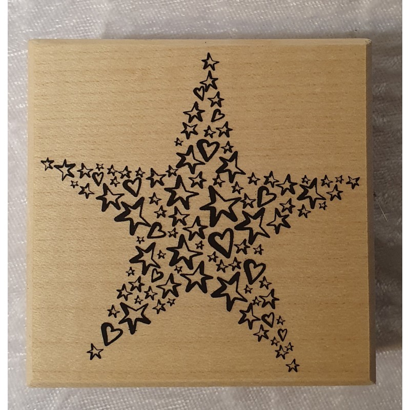 Holz Stempel Stern mit Herzen