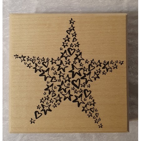 Holz Stempel Stern mit Herzen