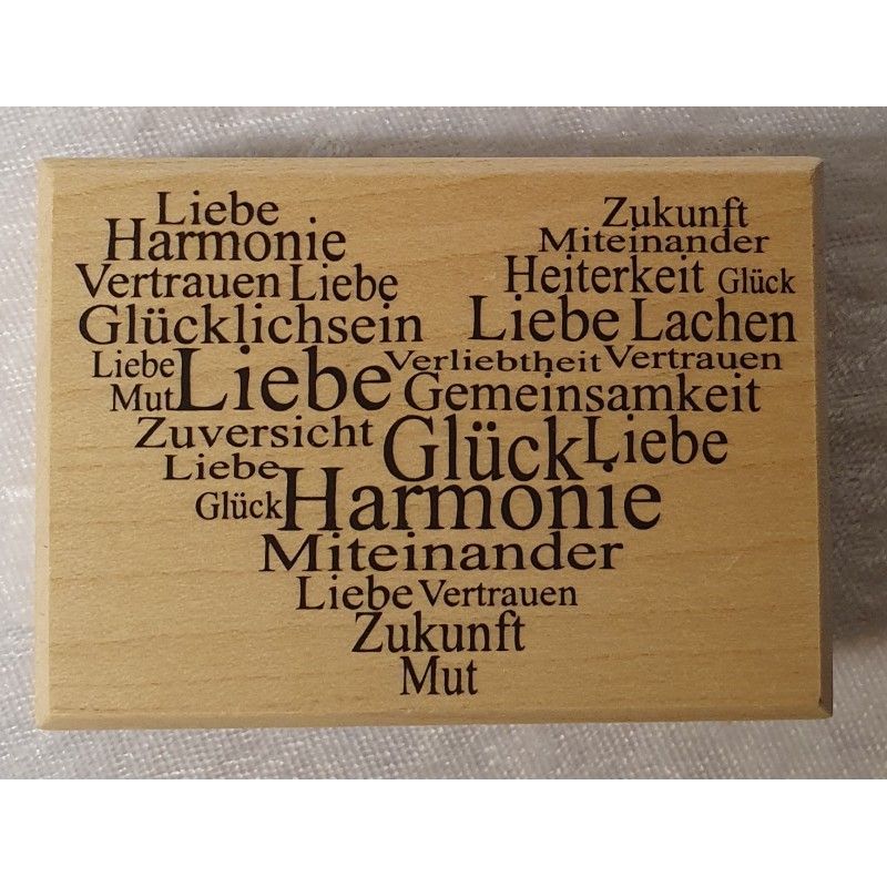 Holz Stempel Herz mit Wörter
