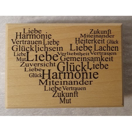 Holz Stempel Herz mit Wörter
