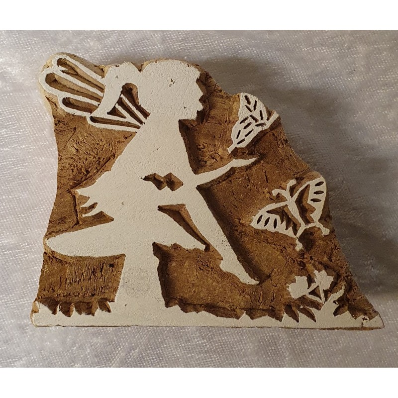 Holz Stempel Geschnitzt Elfe