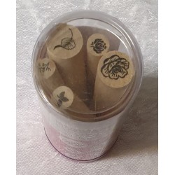 Holz Stempel Blumen/Blätter Set