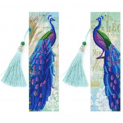 3D Diamant Pixel Lesezeichen Pfau